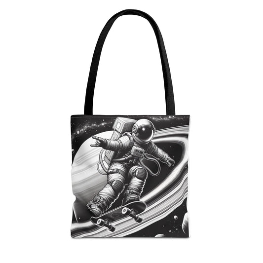 Cosmic Skateboarding Tote Bag, Astronaut Tote for Space Lovers, Galactic Recycling Bag, Cool Black and White Design, Gift for [...]
