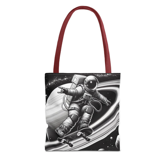 Cosmic Skateboarding Tote Bag, Astronaut Tote for Space Lovers, Galactic Recycling Bag, Cool Black and White Design, Gift for [...]